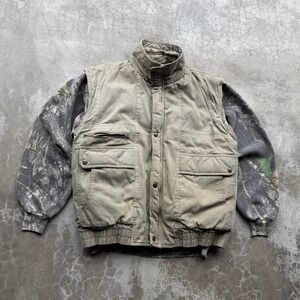 Vintage 90's St. John's bay heavy canvas cargo fishing outdoors lined vest